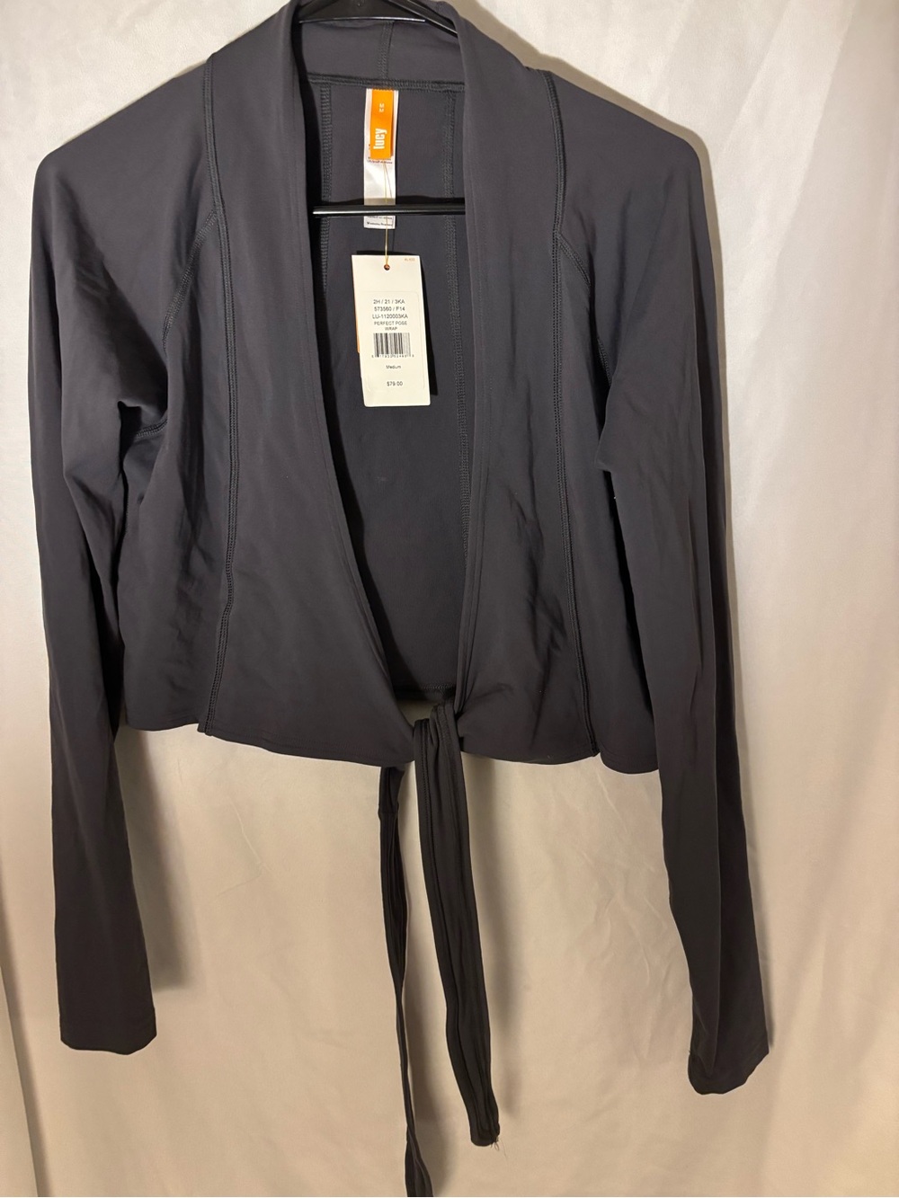 Lucy Charcoal Gray Tie-Front Blazer Jacket